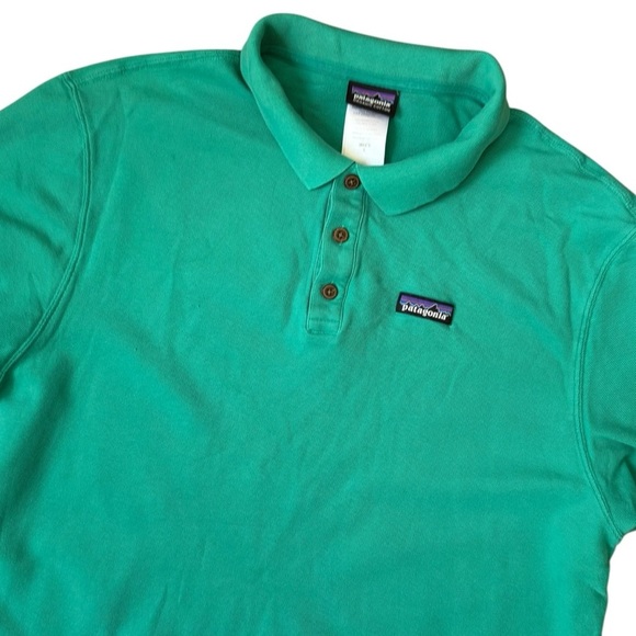 Patagonia P6 Pique Polo Shirt Men’s Large Green Short Sleeve Organic Cotton - Picture 4 of 10